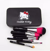 Jangra Makeup Mini Brush Kit With Hello Kitty Print Storage Box | Makeup Blending Brushes Set of 7 - Black-thumb1