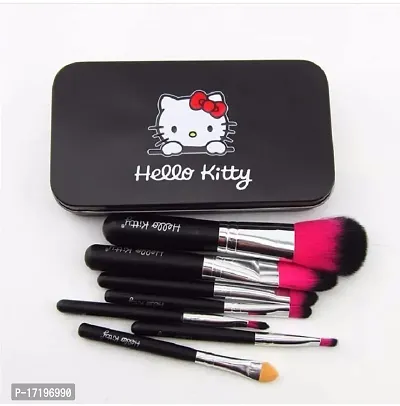 Jangra Makeup Mini Brush Kit With Hello Kitty Print Storage Box | Makeup Blending Brushes Set of 7 - Black-thumb2