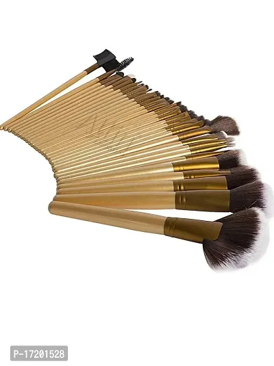 Jangra 32 Pcs Makeup Brushes Cosmetic Brush Set With Golden Leather Pouch For Eye Shadow Blush Concealer (Golden)-thumb4