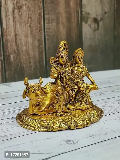 Jangra Golden Oxidized Metalic Shiv Pariwar with Nandi Statue-thumb2