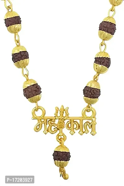 Jangra Loard Shiva Mahakal Locket Gold-Plated Beads Brass, Wood Pendant Gold-plated Plated Stainless Steel Chain-thumb0