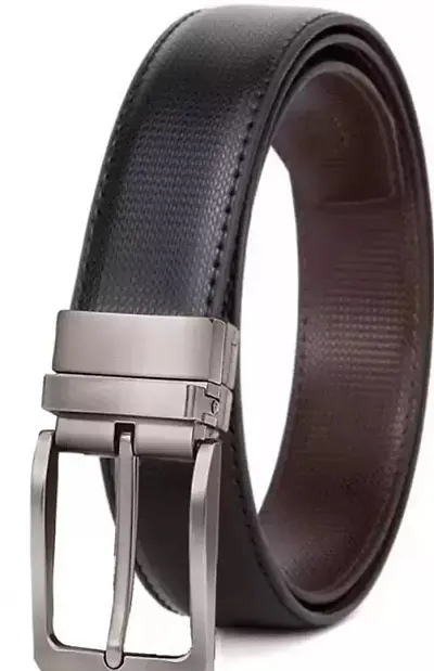 Veteran Men's Vegan Leather Reversible Belt with Turning Buckle for Mens - Casual and Formal Belt for Men -Color Black/Brown(Men's Belt-0195)