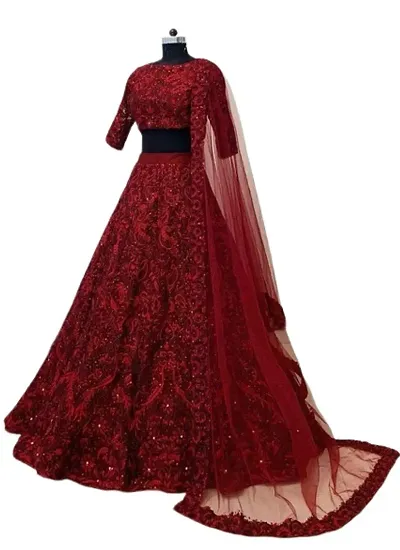 Stylish Net Embroidered Lehenga Choli Set For Women