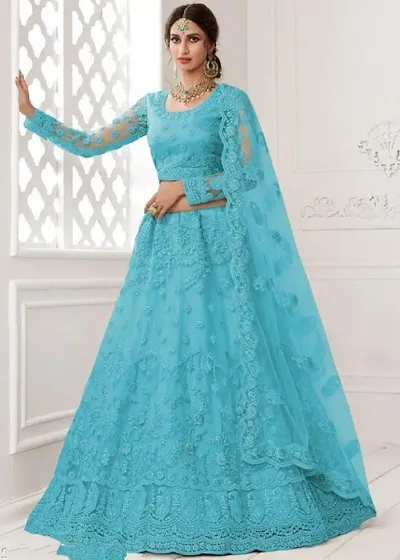 Embellished Net Semi Stitched Lehenga Choli Set