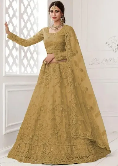 Stylish Net Embroidered Lehenga Choli Set For Women