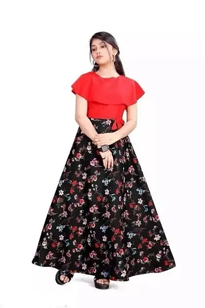 Aarya Girls Fit and Flare Printed Maxi length Gowns