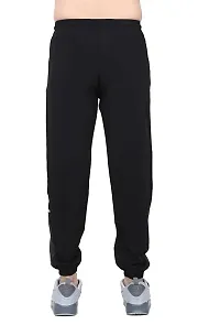 Comfortable Black Polyester Regular Track Pants For Men-thumb1