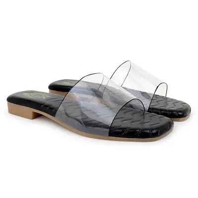 Classy Synthetic Leather Solid Slippers for Women