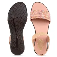 women stylish PEACH flat wedges sandal-thumb3
