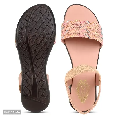 women stylish PEACH flat wedges sandal-thumb4