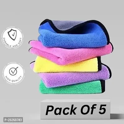 Microfiber Cloth for Car Cleaning (600 GSM, Pack of 5, 30x40 cm, Multi-Colour) Double Sided, High Density, Extra Thick Plush Towel for Car Detailing, Cleaning, Washing and Polishing