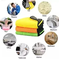 Microfiber Cloth for Car Cleaning (600 GSM, Pack of 3, 30x40 cm, Multi-Colour) Double Sided, High Density, Extra Thick Plush Towel for Car Detailing, Cleaning, Washing and Polishing (Multicolor)-thumb3