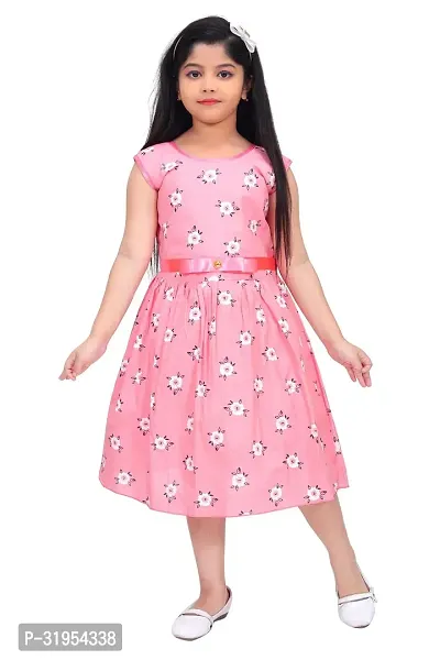 Fabulous Pink Cotton Printed Frocks For Girls-thumb0