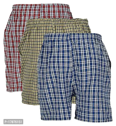 Rebizo Pure Cotton Chekered Multicolour Casual Shorts For Mens (Pack of 3) (Free Size28-32)-thumb4