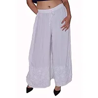 LUCKNOWI CHIKAN (WHITE TO WHITE) SHARARA COMPUTER WORK FOR WOMEN FREE SIZE (26 TO 40)-thumb1