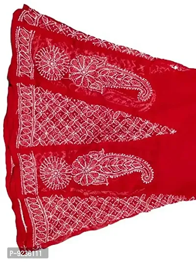 GEORGETTE SHARARA (RED TO WHITE) LUCKNOWI CHIKAN WORK FOR WOMEN FREE SIZE (26 TO 42)-thumb2