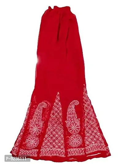 GEORGETTE SHARARA (RED TO WHITE) LUCKNOWI CHIKAN WORK FOR WOMEN FREE SIZE (26 TO 42)-thumb3