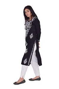 LUCKNOWI CHIKAN HANDWORK WHITE QURAISIYA BUTTON KURTI WITH WHITE PALLAZZO FOR WOMANS(PALLAZZO WAIST FREE SIZE UPTO 26 TO 40)-thumb1