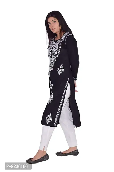 LUCKNOWI CHIKAN HANDWORK WHITE QURAISIYA BUTTON KURTI WITH WHITE PALLAZZO FOR WOMANS(PALLAZZO WAIST FREE SIZE UPTO 26 TO 40)-thumb2