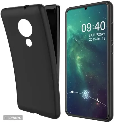 Stylish Back Cover For Nokia 7.2 Black Grip Case Silicon Pack Of 1-thumb0