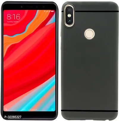 Stylish Back Cover For Redmi Y2 Mi Y2 Black Grip Case Silicon Pack Of 1-thumb0