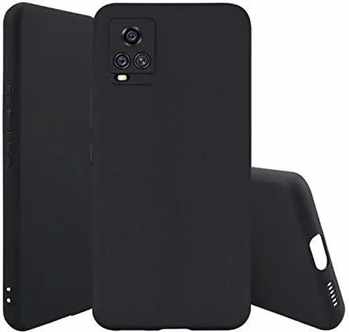 ClickCase Soft Silicone Back Cover for Vivo V20 Pro, Matte Finish Flexible Case with Camera Protection (Vivo V20 Pro, Black Liquid TPU)