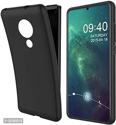 Stylish Back Cover For Nokia 7.2 Black Grip Case Silicon Pack Of 1-thumb0