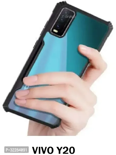 Stylish Back Cover For Vivo Y20 Black Transparent Silicon Pack Of 1-thumb0