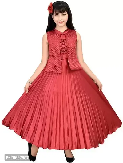 Fabulous Red Cotton Blend Frock For Girls-thumb0