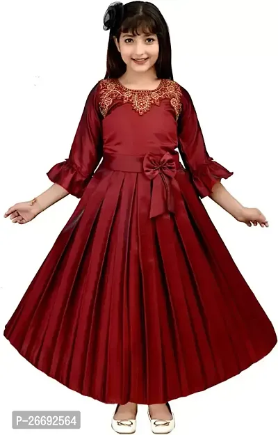 Fabulous Red Cotton Blend Frock For Girls