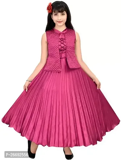 Fabulous Pink Cotton Blend Frock For Girls-thumb0