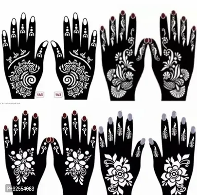 Hand Mehndi Stickers Black Set Of 4-thumb0