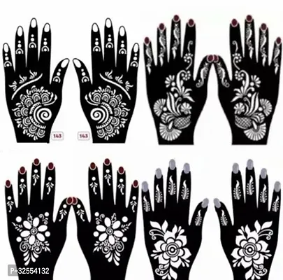 Hand Mehndi Stickers Black Set Of 4-thumb0