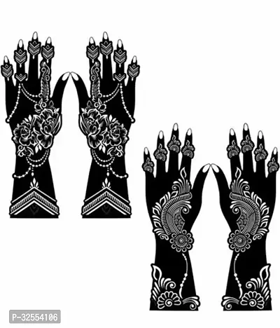 Hand Mehndi Stickers Black Set Of 2-thumb0