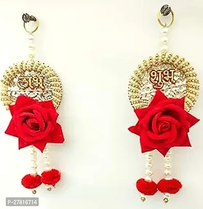 Jiyu Creation Rose Theme Shubh Labh Door Hanging Side Door Toran for Diwali Decoration Pack of 2-thumb0