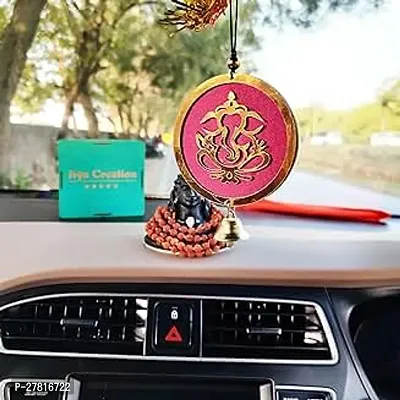 Jiyu Creation Unique Car Front Mirror Hanging Dream Catcher with Lord Gnesh Theme Both Side Same Looking Suitable for Home decore Also