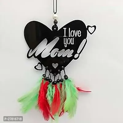 Dream Catcher Jiyu Creation I Love You Mom Orange Them Wall Hanging Car Front Mirror Hanger Car Rear View Decorative Wall Hanging for Home with Acrylic Material with Feathers