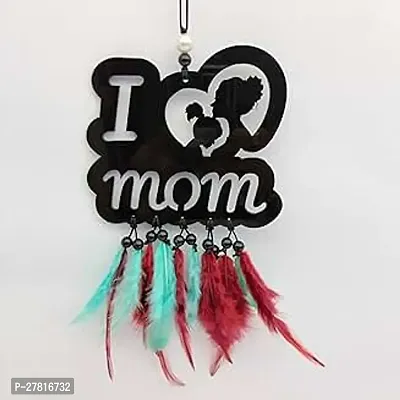 Dream Catcher Jiyu Creation I Love Mom Multicolor Them Wall Hanging Car Front Mirror Hanger Car Rear View Decorative Wall Hanging for Home with Acrylic Material with Feathers