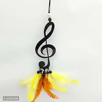 Dream Catcher Jiyu Creation Symbol of Sound Yellow and Orange Color Them Wall Hanging Car Front Mirror Hanger Car Rear View Decorative Wall Hanging for Home with Acrylic Material with Feathers-thumb0