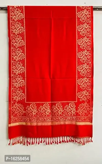Sosha Home Decor Stylish Printed Woolen Shawls | Girls and Womens Casual and Formal Wear Warm Stoles for Winters | Latest Wool Wooven Stawl Wraps for Office Home Party Wear | (Red, 30 x 85 Inches)