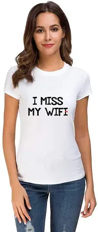 UDNAG Unisex Polyester Round Neck Regular Fit Graphic I Miss My WiFi' T-Shirt (White, XX-Large)-thumb3