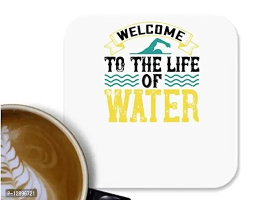 UDNAG MDF Tea Coffee Coaster 'Swimming | 02 Welcome to The Life of Water' for Office Home [90 x 90mm]-thumb0