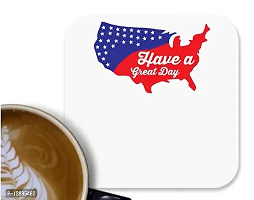 UDNAG MDF Tea Coffee Coaster 'American Independance Day | Have a Great 4th' for Office Home [90 x 90mm]