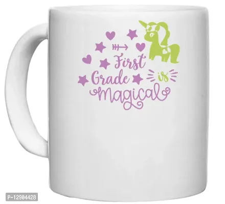 UDNAG White Ceramic Coffee / Tea Mug 'Teacher Student | First Grade is Magical Copy' Perfect for Gifting [330ml]