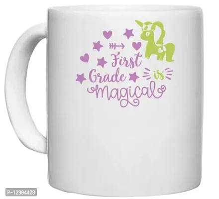 UDNAG White Ceramic Coffee / Tea Mug 'Teacher Student | First Grade is Magical Copy' Perfect for Gifting [330ml]-thumb0