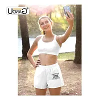 UDNAG Unisex Regular fit 'Pretty Good | Pretty Good at Bad Decisions' Polyester Shorts [Size S/28In to XL/40In] White-thumb2