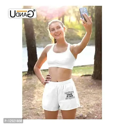 UDNAG Unisex Regular fit 'Pretty Good | Pretty Good at Bad Decisions' Polyester Shorts [Size S/28In to XL/40In] White-thumb3