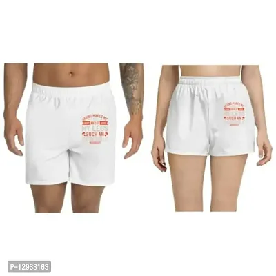 UDNAG Unisex Regular fit 'Skiing | Skiing Makes me Feel Great, and it Gives My Legs Such an Incredible Workout' Polyester Shorts [Size S/28In to XL/40In] White