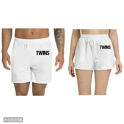 UDNAG Unisex Regular fit 'Twins' Polyester Shorts [Size S/28In to XL/40In] White-thumb0