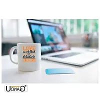 UDNAG White Ceramic Coffee / Tea Mug 'Internet | Love is not Blind but it Leads to Blindness' Perfect for Gifting [330ml]-thumb1